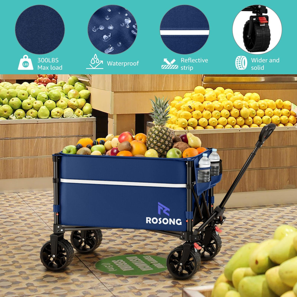 ROSONG Collapsible Wagon Cart with Wheels Foldable - Folding Utility Heavy Duty Wagons Carts for Grocery Sports Garden Shopping Camping Wheelbarrows (Pink, 120L) Father Jim Norris notebooks