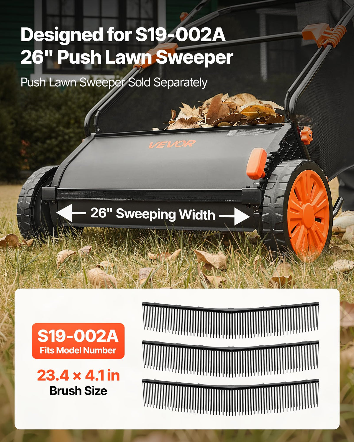 VEVOR Push Lawn Sweeper 26 in Leaf & Grass Collector 7 cu. ft. Hopper Bag Father Jim Norris notebooks