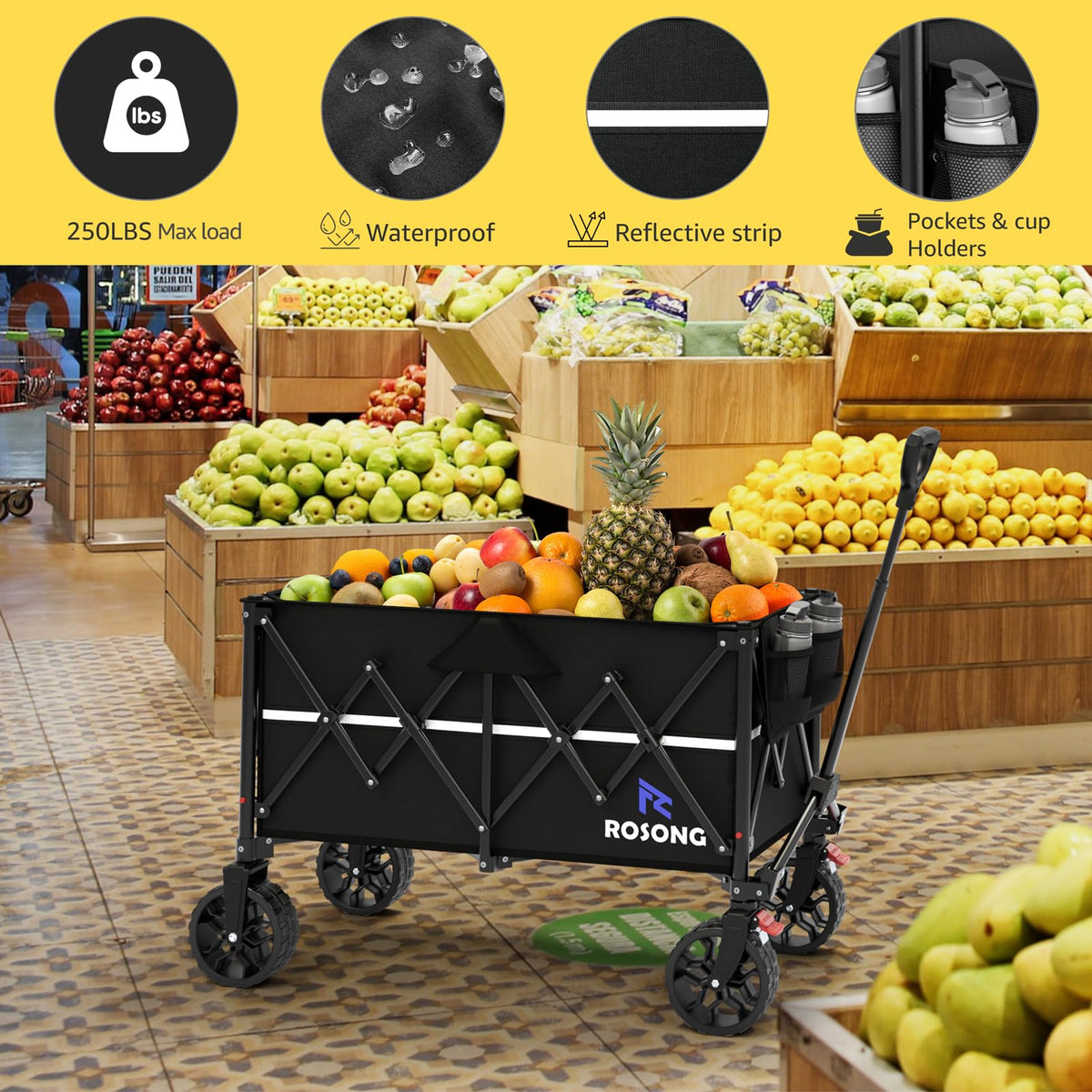 ROSONG Collapsible Wagon Cart with Wheels Foldable - Folding Utility Heavy Duty Wagons Carts for Grocery Sports Garden Shopping Camping Wheelbarrows (Pink, 120L) Father Jim Norris notebooks