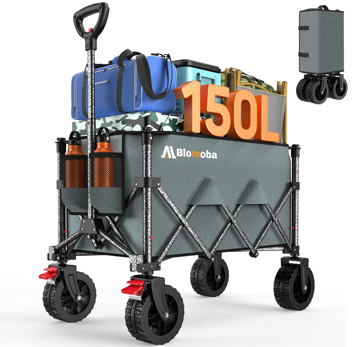 Blomoba Folding Wagon Cart with Wheels, 220lbs Utility Wagon Cart, Black Father Jim Norris notebooks