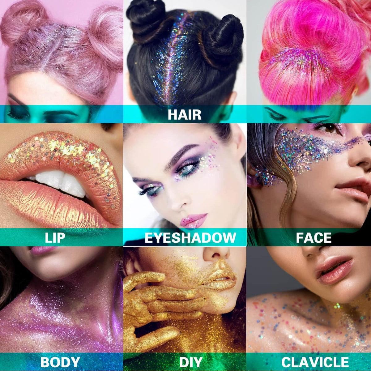 Clear White Face Body Glitter Gel, Halloween Mermaid Fairy Hair Glitter Makeup for Kids