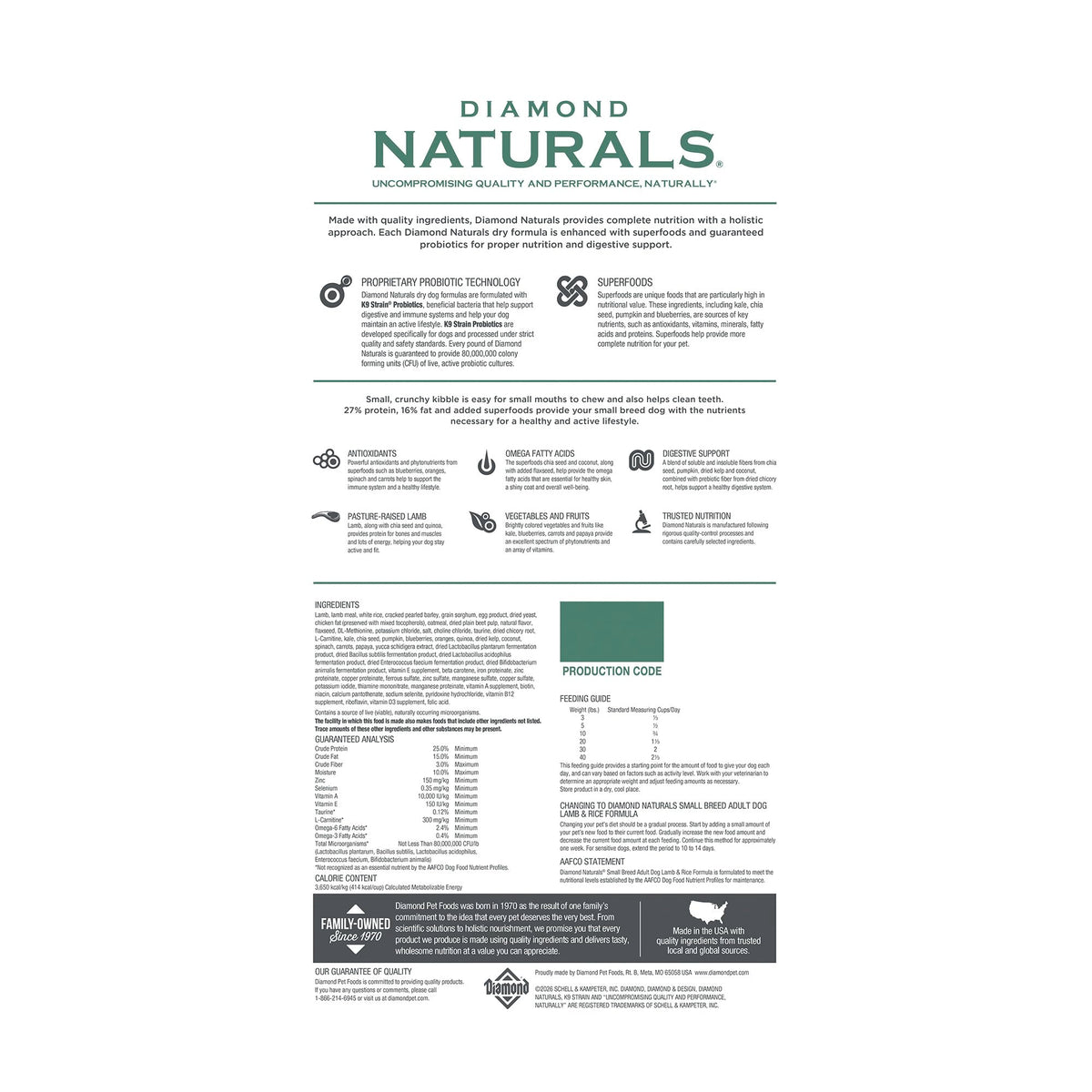 Diamond Naturals Light Adult Dry Dog Food, Lamb Meal & Rice, 30lb