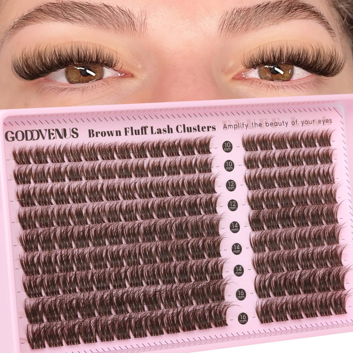 Goddvenus Lash Clusters Kit 9-14mm Wispy Eyelash Clusters Lashes Natural DIY Lash Extension Kit Short Cluster Eyelash Extensions Kit 300pcs C Curl Individual Lashes Cluster Eyelash (With Tweezers)