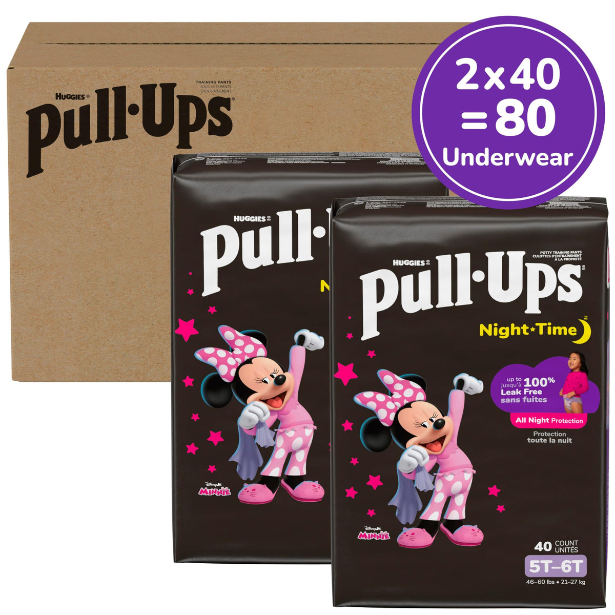 Pull-Ups Girls' Night-Time Potty Training Pants, Size 4T-5T, 52 Count