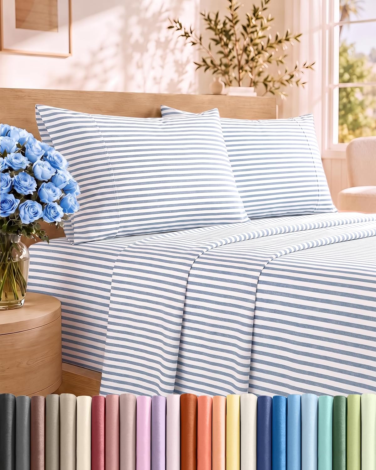 Queen Size 4 Piece Sheet Set - Breathable & Cooling Sheets - Dark Grey