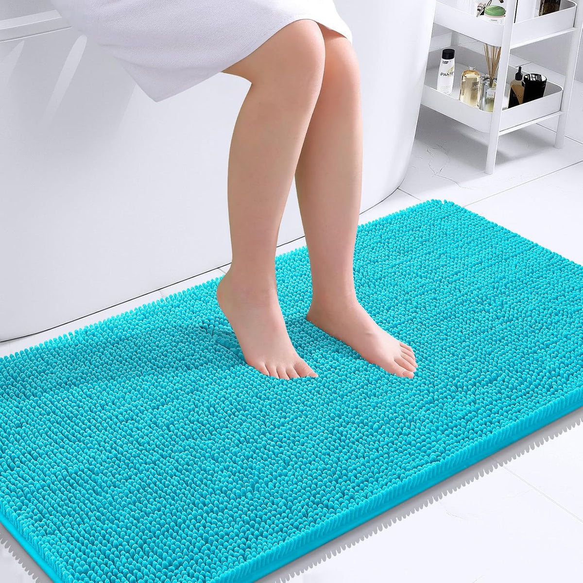 OLANLY Toilet Rugs U-Shaped 20x20,, Soft Absorbent Chenille Contour Rugs