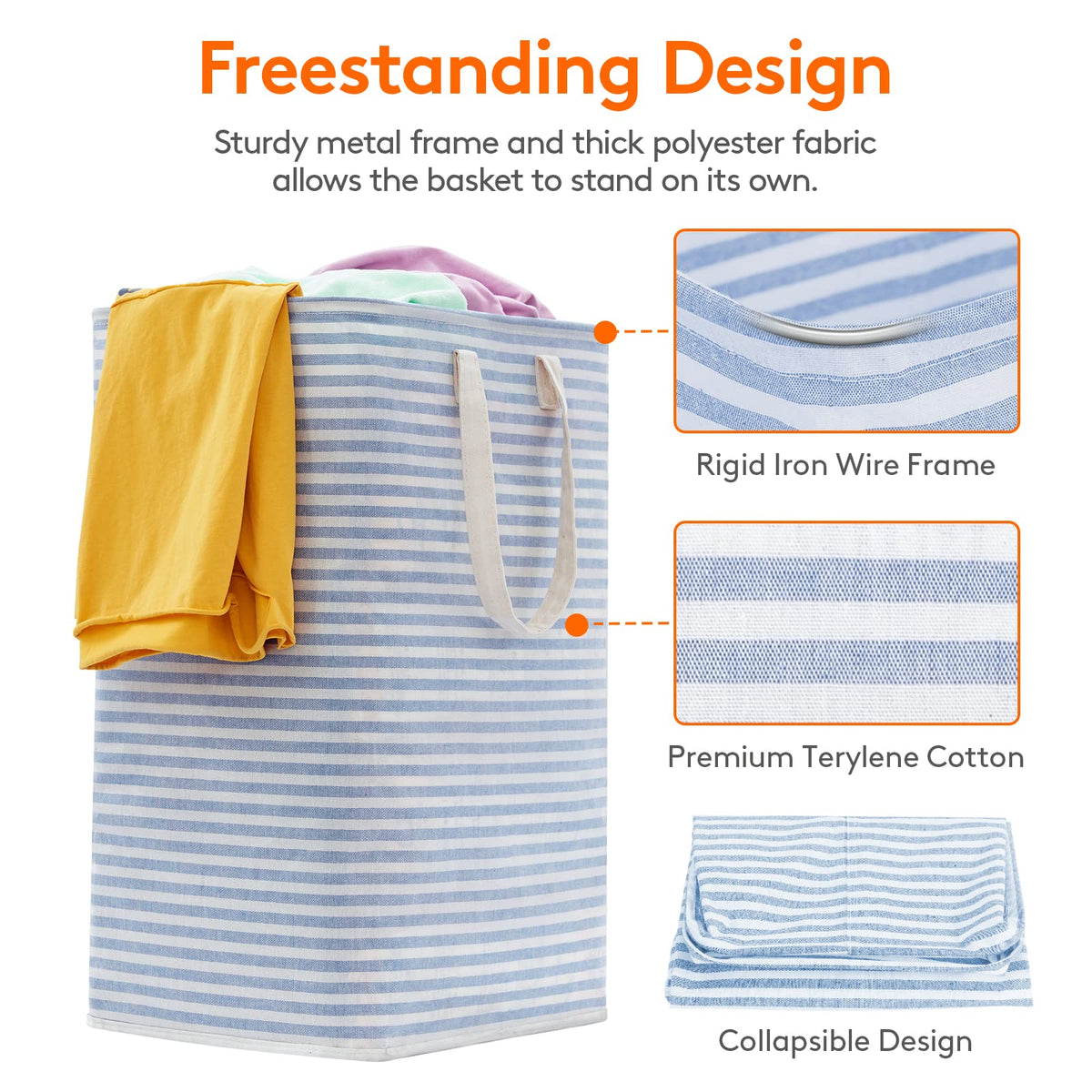 Lifewit 80L Large Laundry Baskets, Laundry Hampers Bags, 2 Pack, Grey