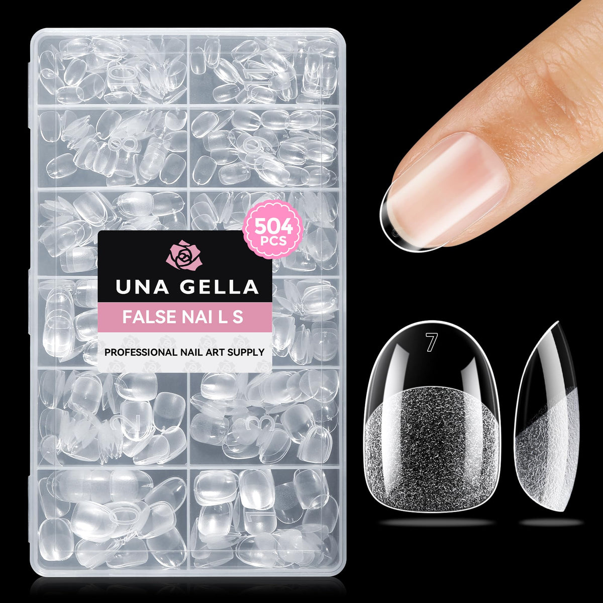 UNA GELLA Short Almond Nail Tips 504PCS Short Fake Nails Soft Press Ons