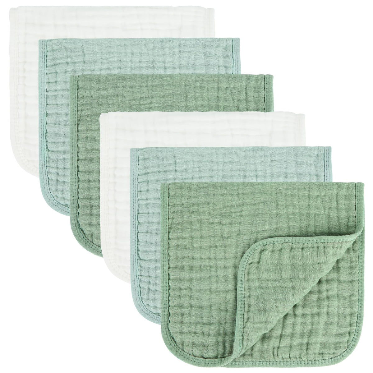 MIGIOL Baby Burp Cloths 100% Cotton Newborn Muslin Burp Cloths 10x20 inches Baby Essentials Blue & Green 5-Pack