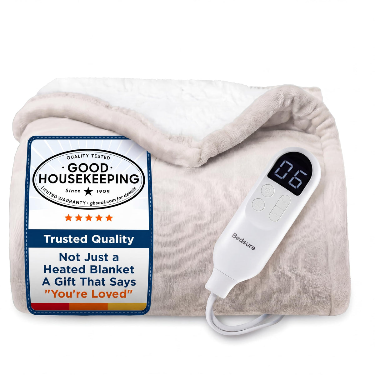 Bedsure Electric Blanket Twin with Preheat Function - Soft Flannel Heated Blanket Twin Size, Fast Heating with 6 Time Settings (Up to 10H) & 6 Heat Settings, Gifts for Grandma (62x84 inches, Grey)