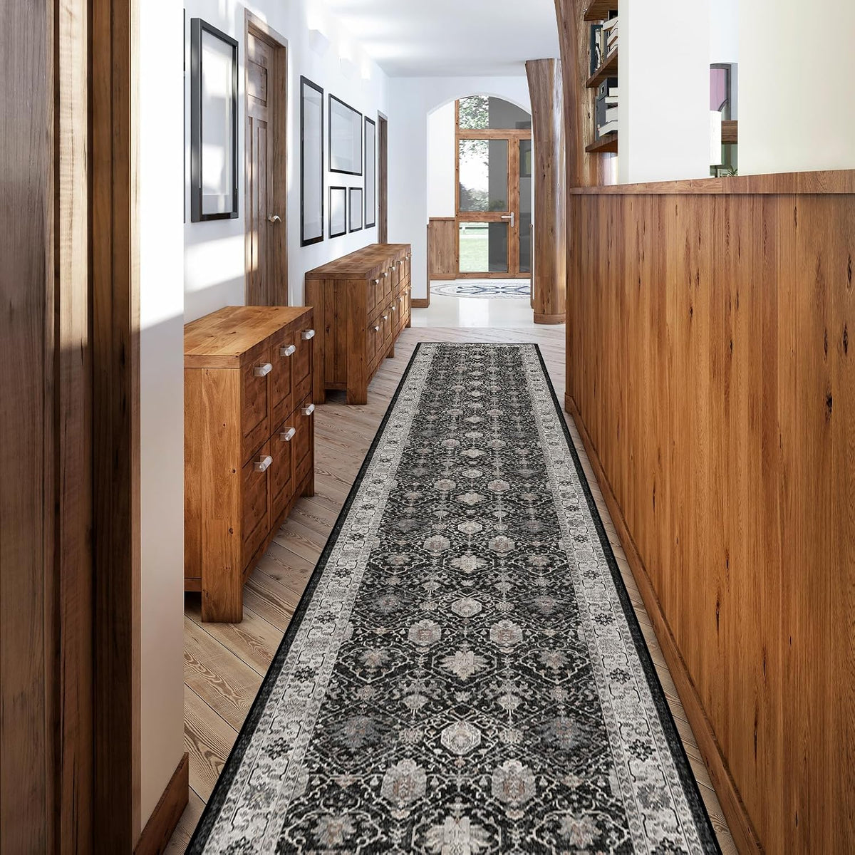 Hallway Washable Runner Rug - 3x10 Kitchen Rugs Entryway Rug Runner Vintage Soft Floor Mat Non Slip Indoor Farmhouse Carpet for Bathroom Living Room Bedroom (3 X 10, Beige)