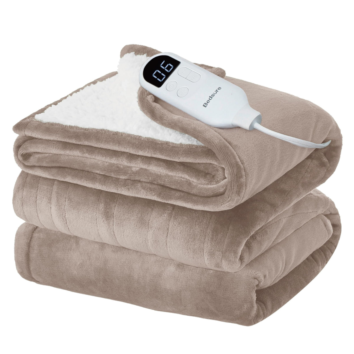 Bedsure Electric Blanket Twin with Preheat Function - Soft Flannel Heated Blanket Twin Size, Fast Heating with 6 Time Settings (Up to 10H) & 6 Heat Settings, Gifts for Grandma (62x84 inches, Grey)