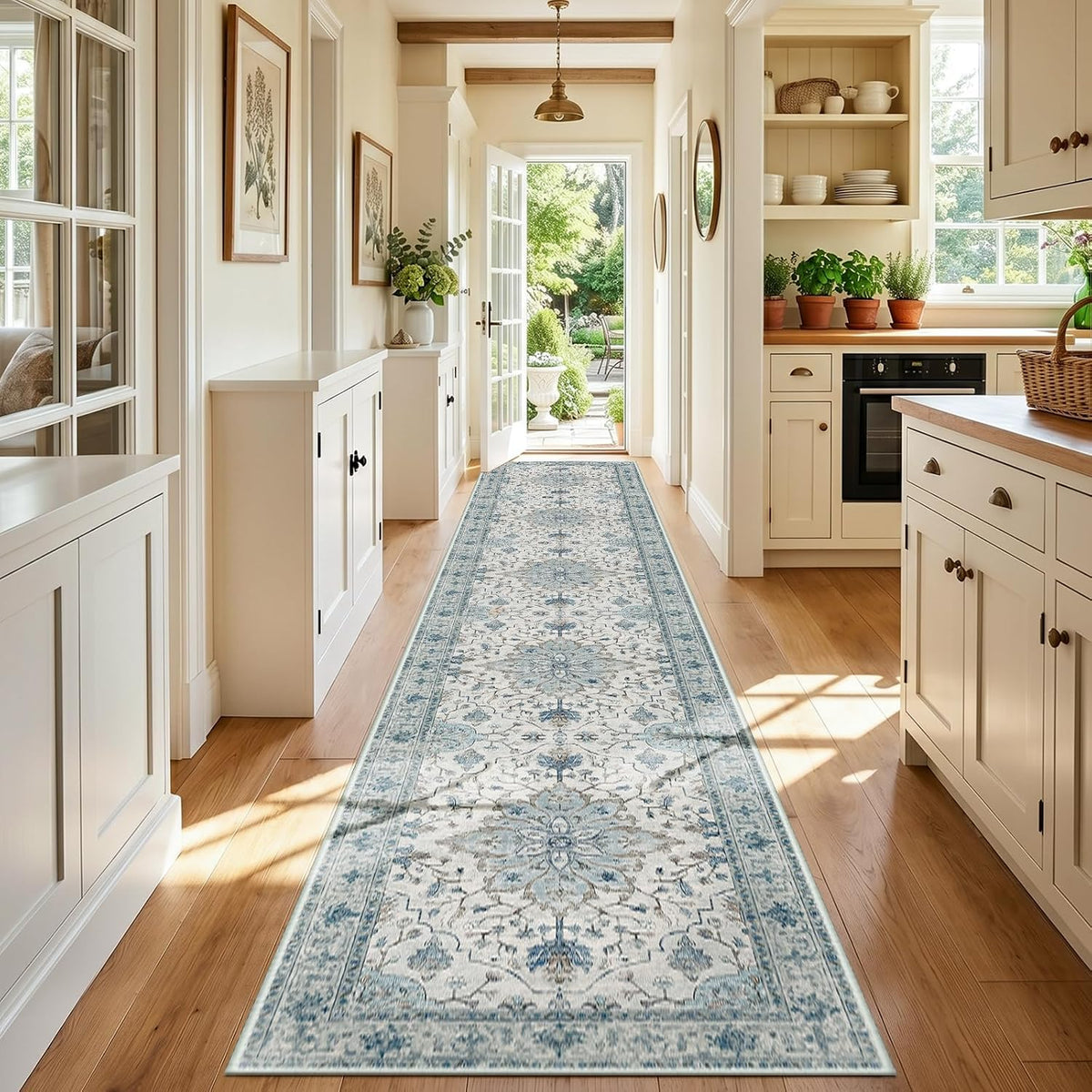 RELEANY Washable Area Rug, Small 2'x3', Teal Green/White/Navy