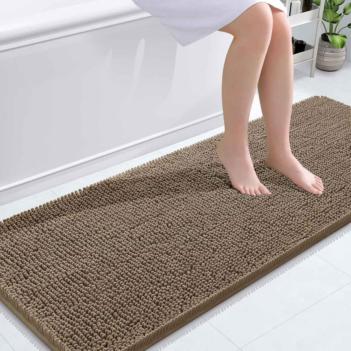 OLANLY Toilet Rugs U-Shaped 20x20,, Soft Absorbent Chenille Contour Rugs