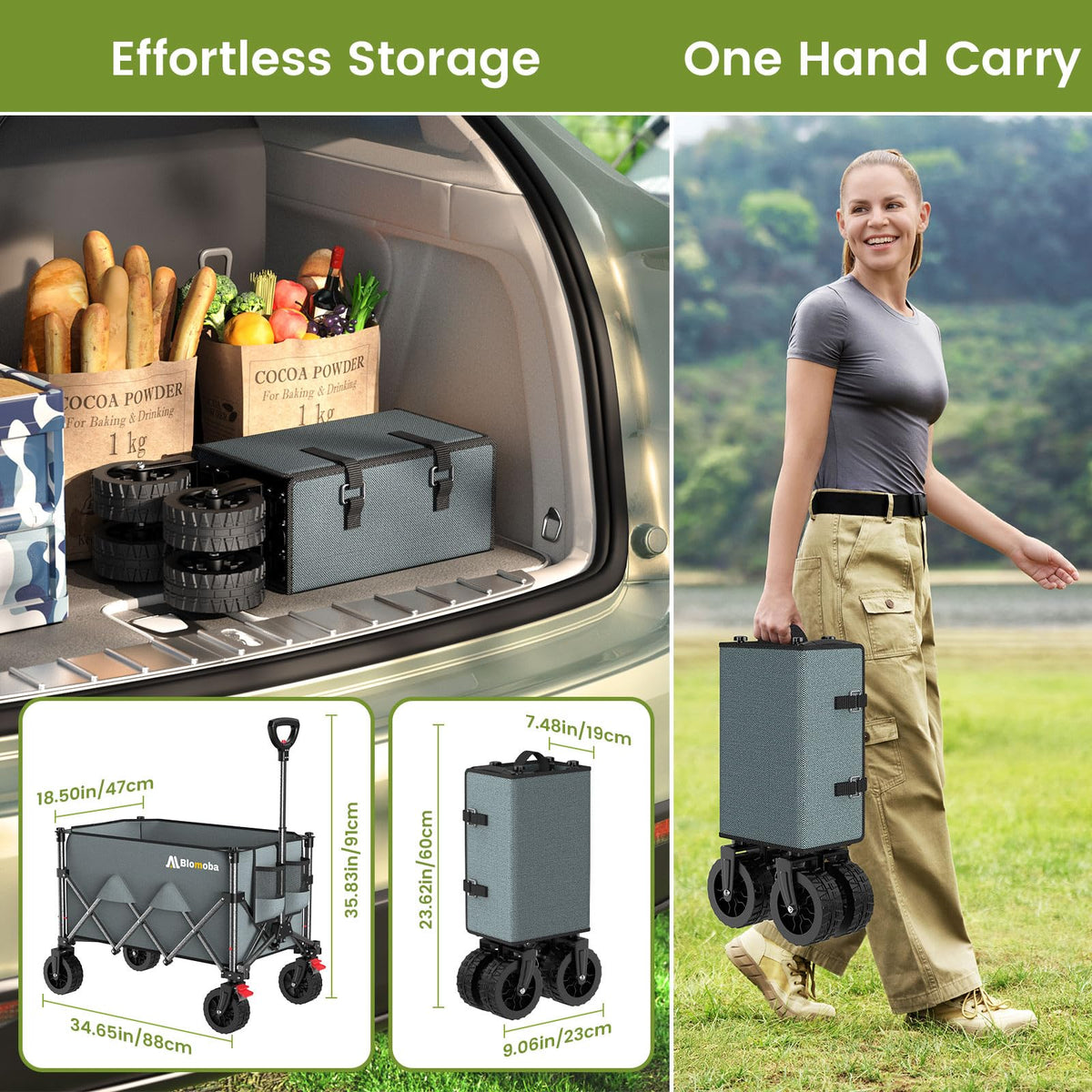 Blomoba Folding Wagon Cart with Wheels, 220lbs Utility Wagon Cart, Black Father Jim Norris notebooks