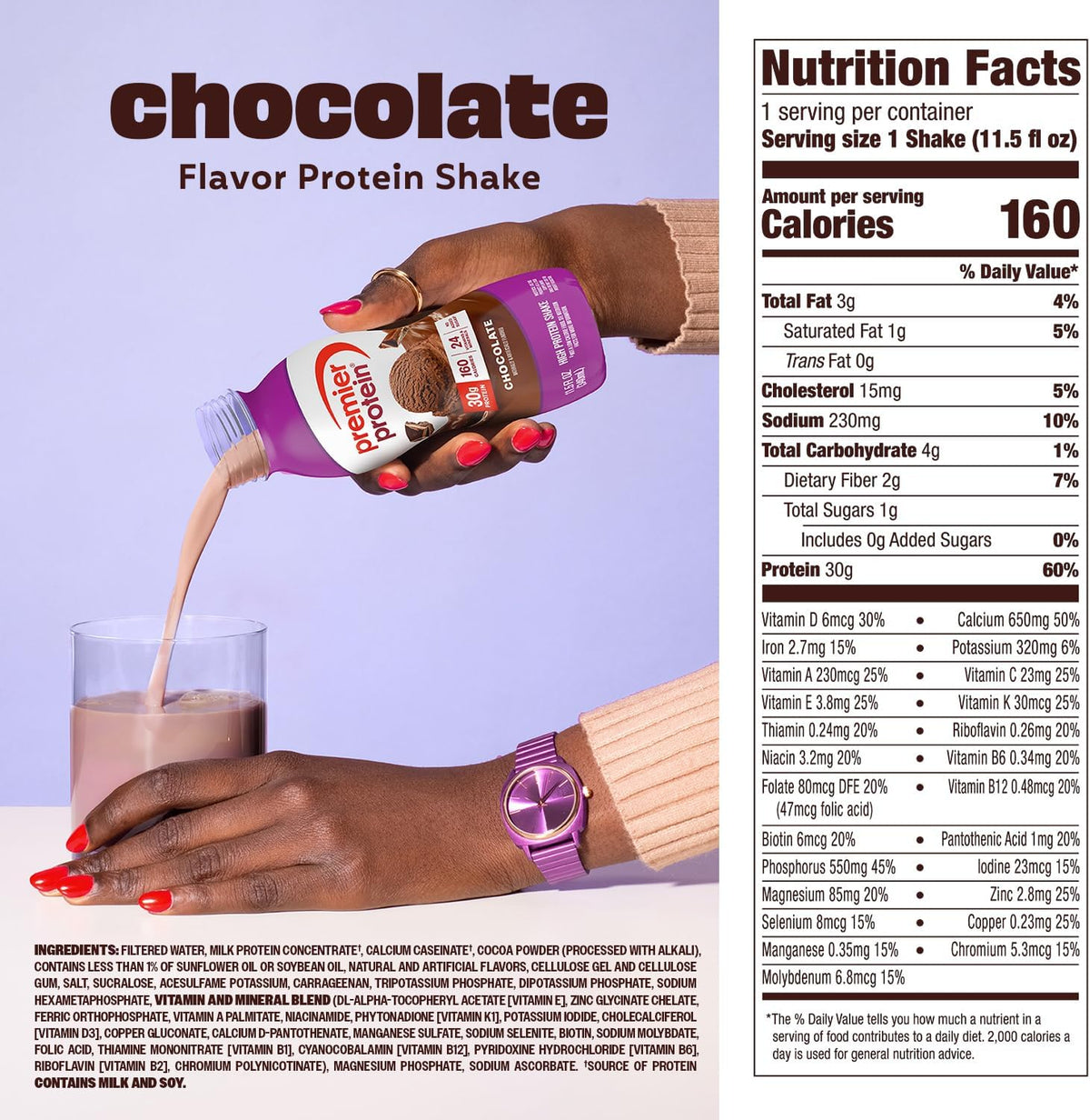 Premier Protein 30g High Protein Shake, Chocolate, 12 Pack