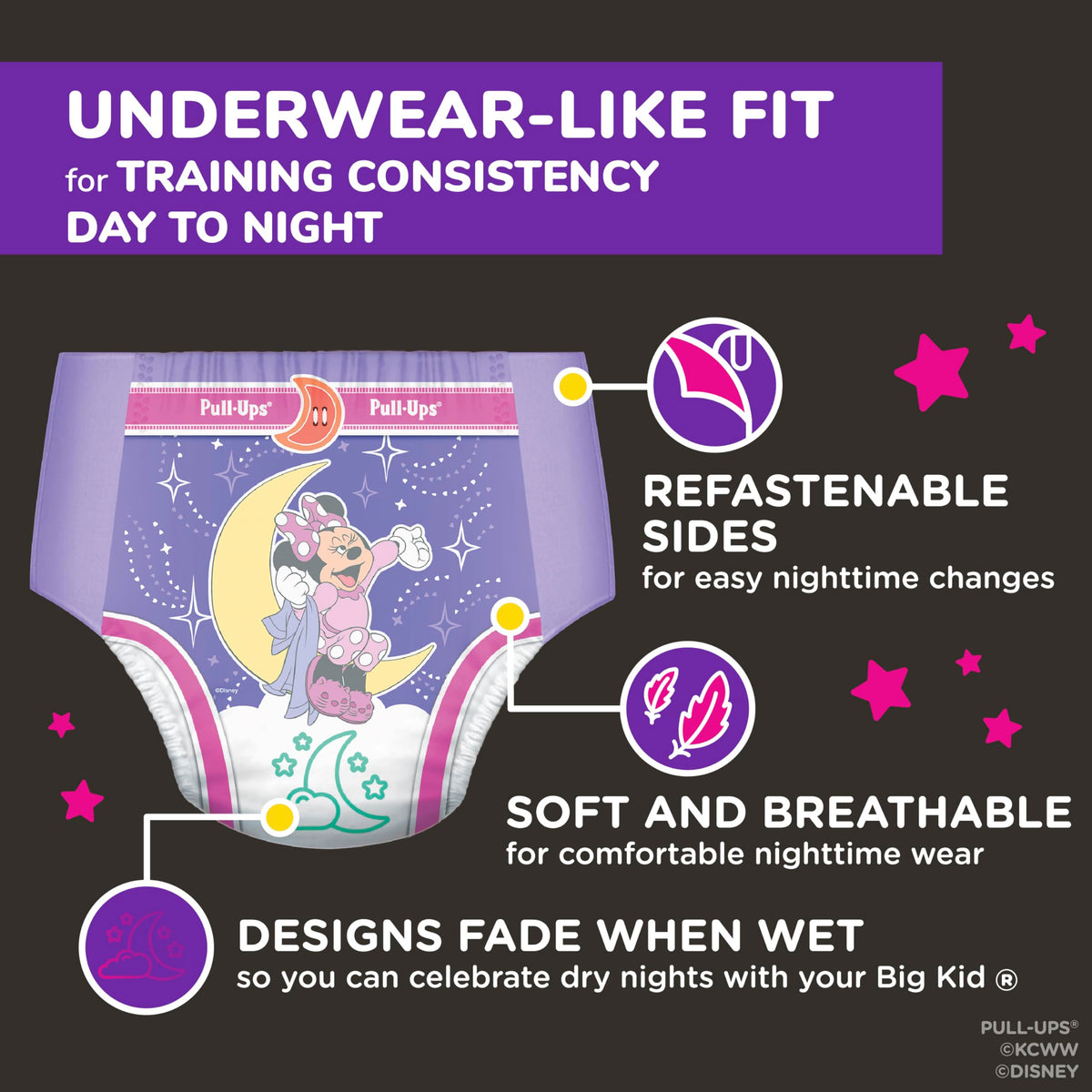 Pull-Ups Girls' Night-Time Potty Training Pants, Size 4T-5T, 52 Count