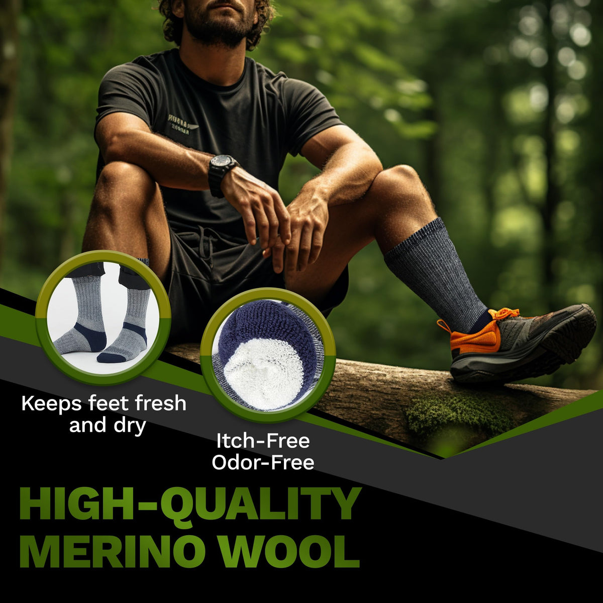 Alvada Mens Merino Wool Crew Socks Thermal and Warm Socks for Winter Work Hiking Running 3 Pairs