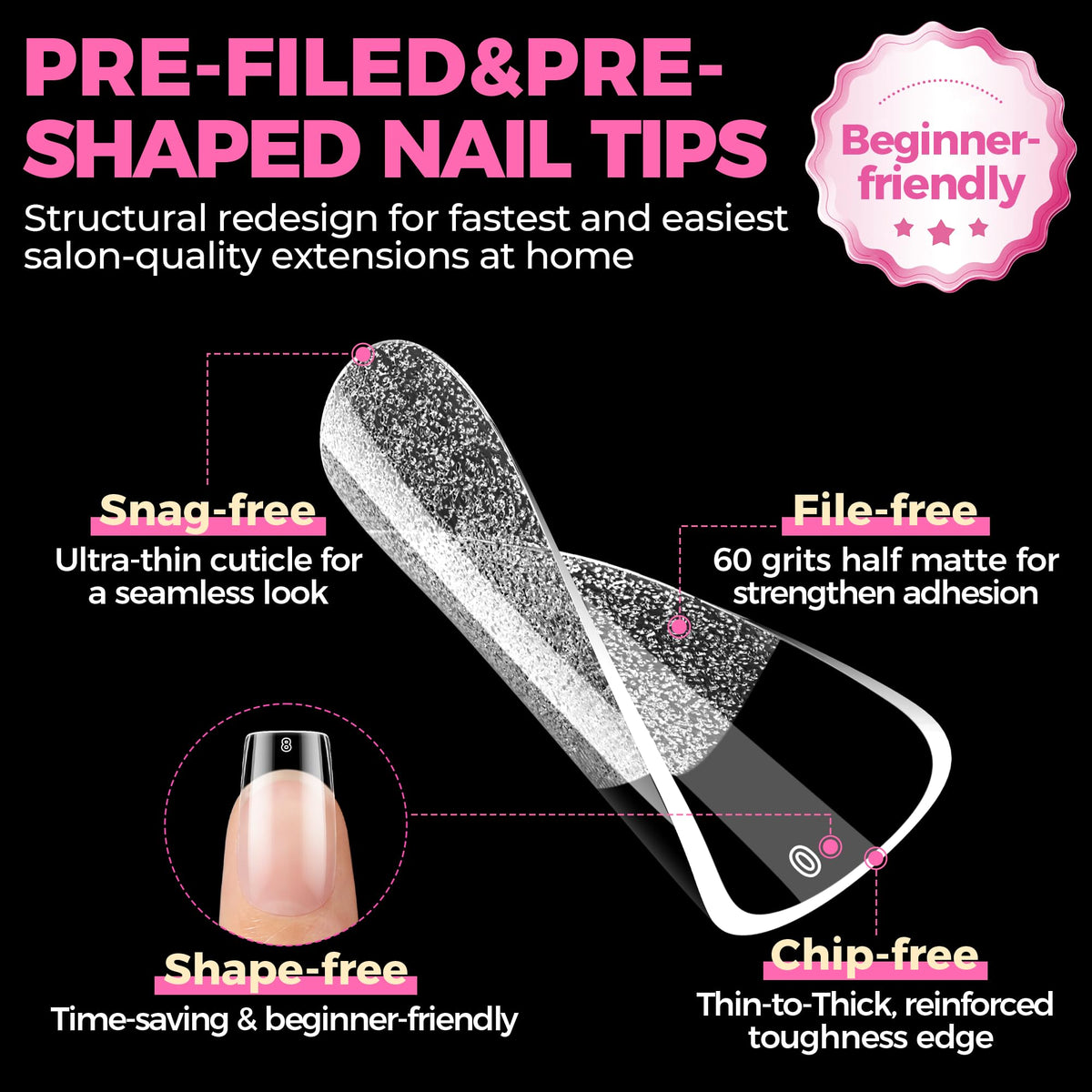 UNA GELLA Short Almond Nail Tips 504PCS Short Fake Nails Soft Press Ons