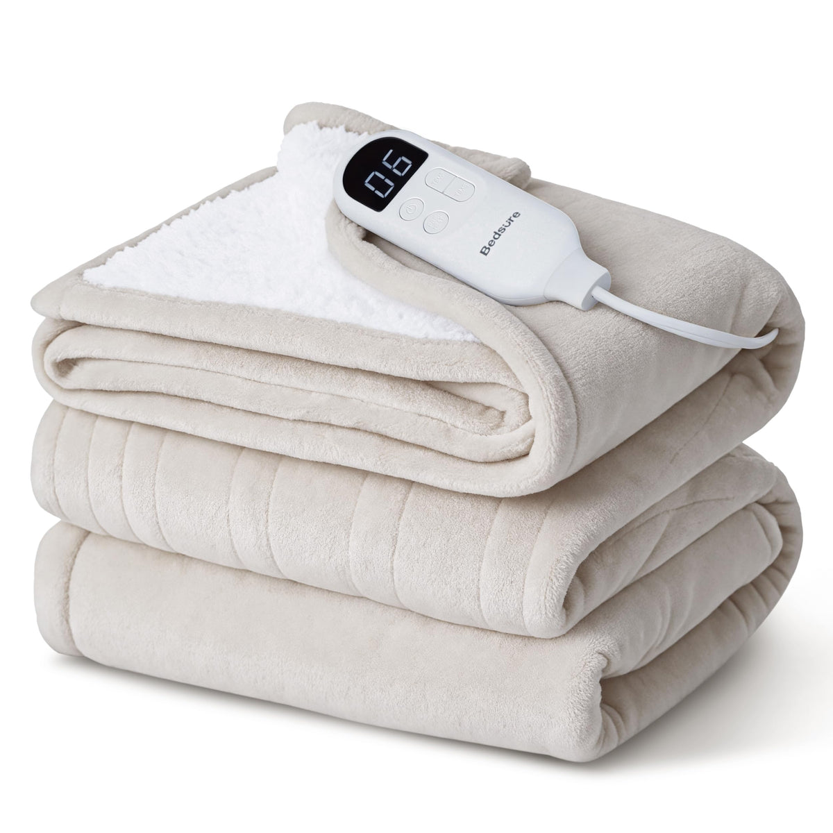 Bedsure Electric Blanket Twin with Preheat Function - Soft Flannel Heated Blanket Twin Size, Fast Heating with 6 Time Settings (Up to 10H) & 6 Heat Settings, Gifts for Grandma (62x84 inches, Grey)