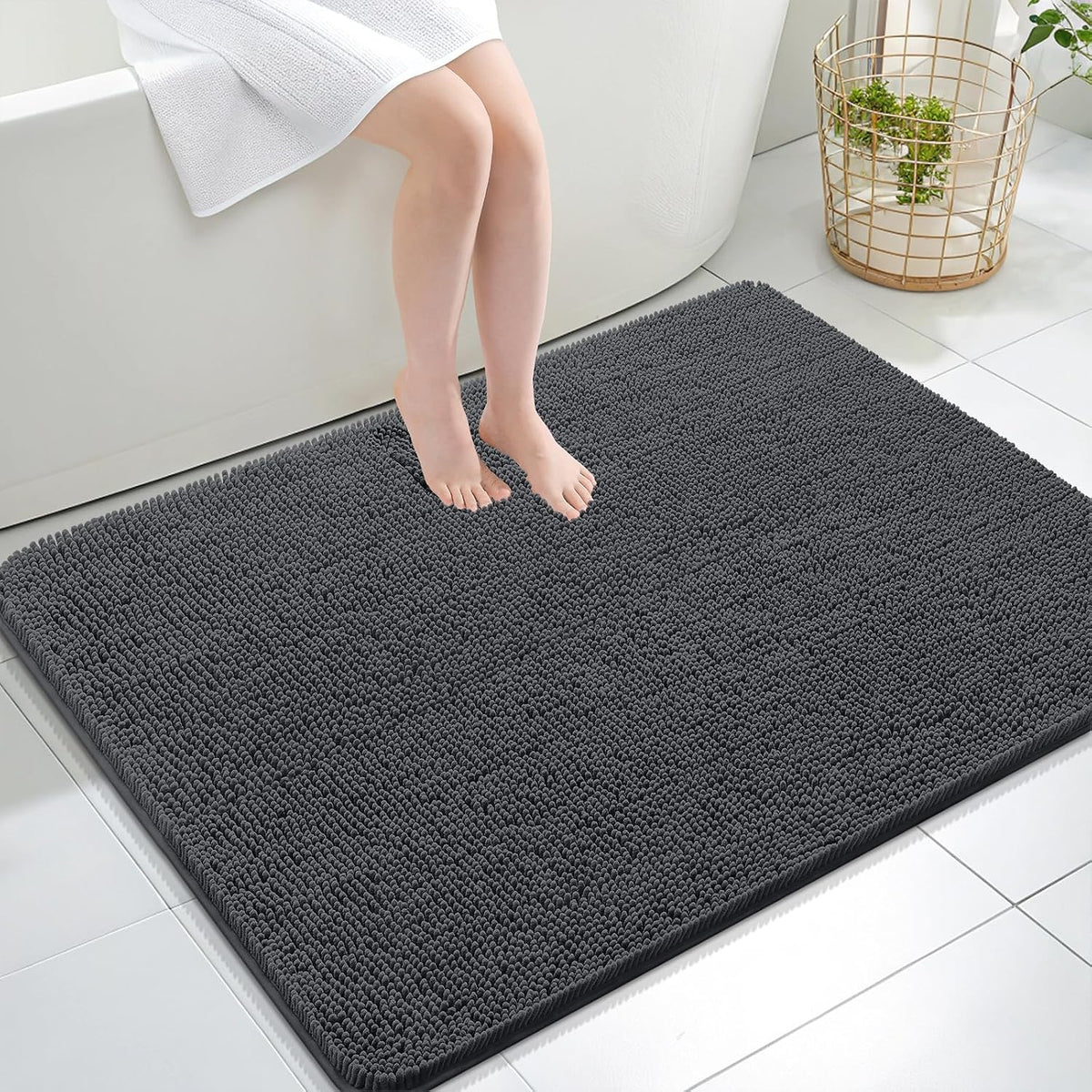 OLANLY Toilet Rugs U-Shaped 20x20,, Soft Absorbent Chenille Contour Rugs