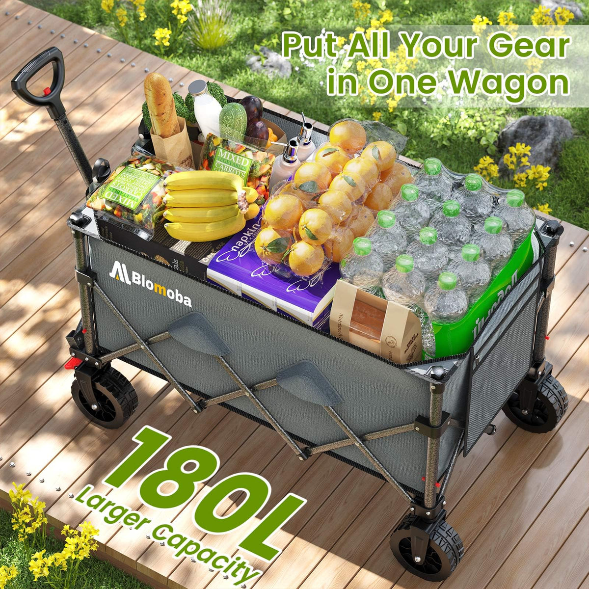 Blomoba Folding Wagon Cart with Wheels, 220lbs Utility Wagon Cart, Black Father Jim Norris notebooks