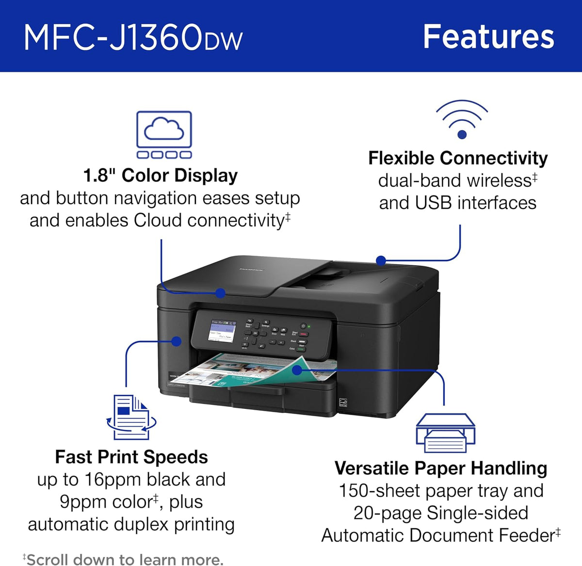 Brother Work Smart 1360 Wireless Color Inkjet All-in-One Print, Scan, Copy Father Jim Norris notebooks