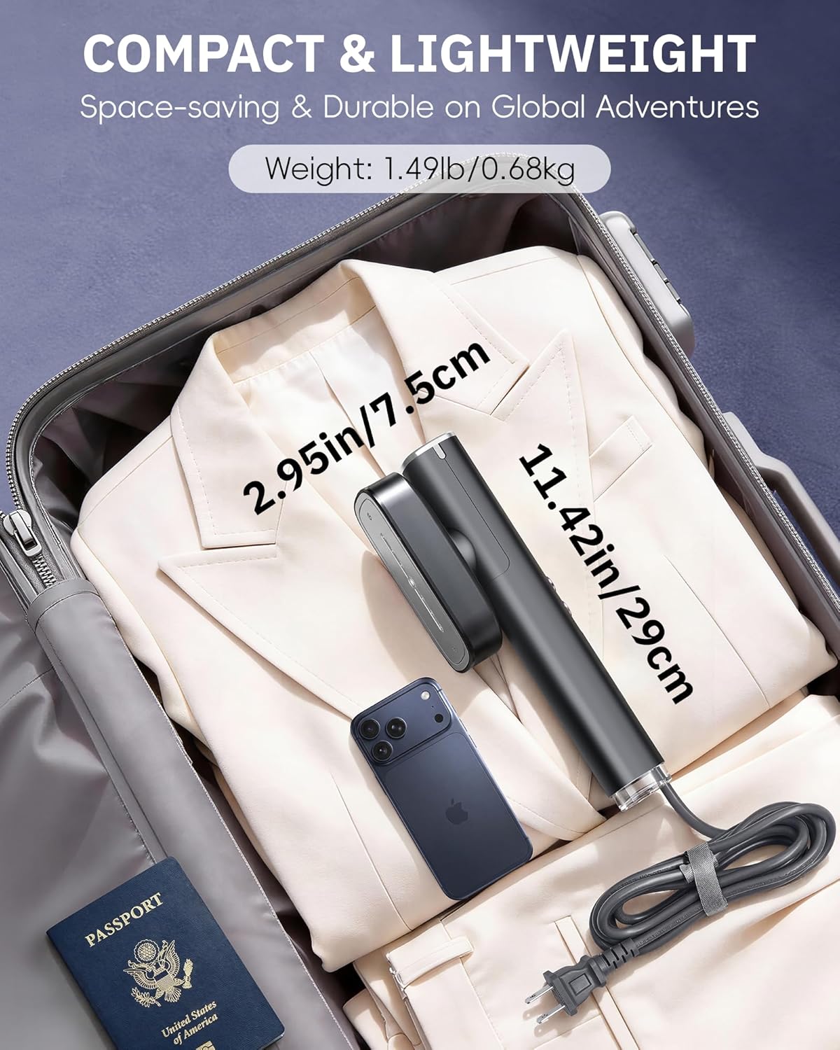OGHom Steamer for Clothes, 110-240V Travel Steamer & Iron 2 in 1, 1000W Powerful Steam.