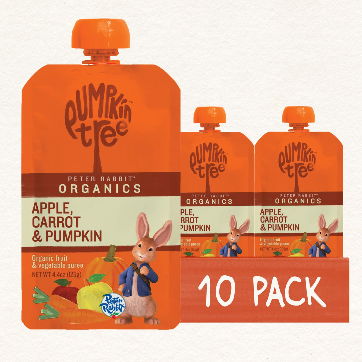 Pumpkin Tree Peter Rabbit Organics Strawberry and Banana Pure Fruit Snack, 4 Ounce (Pack of 10)