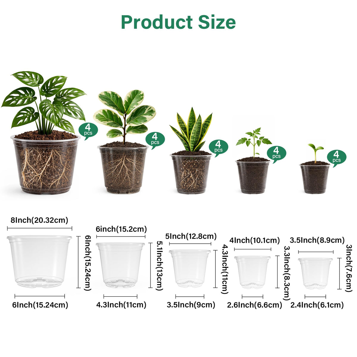 Bluepro Clear Nursery Pots with Humidity Domes, 4 Inch, 30-Pack Father Jim Norris notebooks