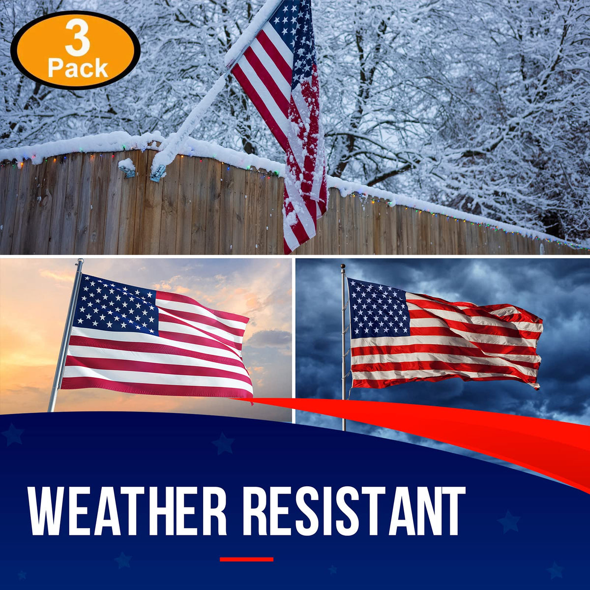American Flags for Outside 3X5 (Pack of 10) -American Flag made in USA with Embroidered Stars and Sewn Stripes US Flag 3x5 Heavy Duty Outdoor Made in USA for High Wind- All Weather Flags Father Jim Norris notebooks