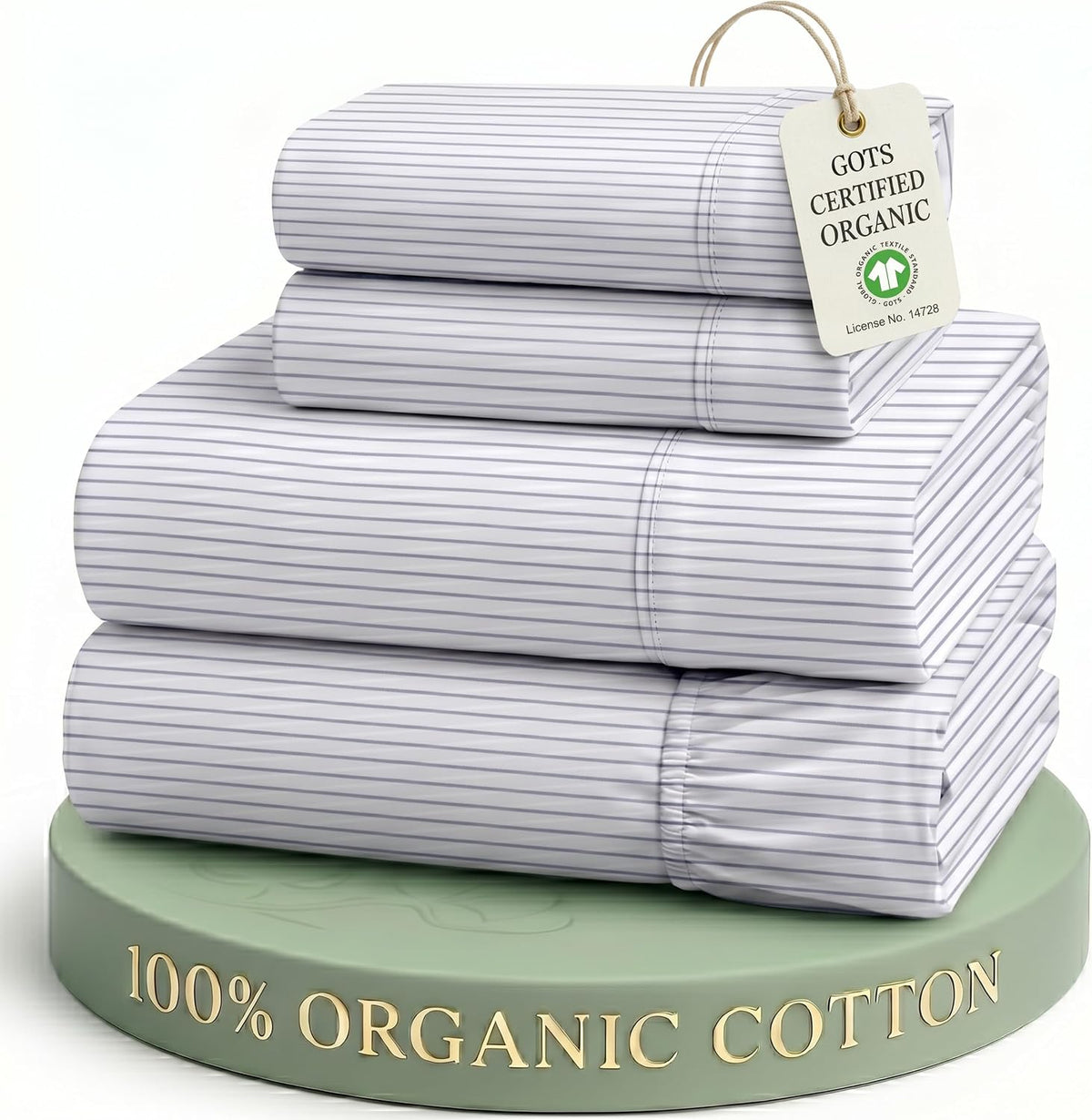 LANE LINEN California King Sheets 100% Organic Cotton 4pc Percale - White