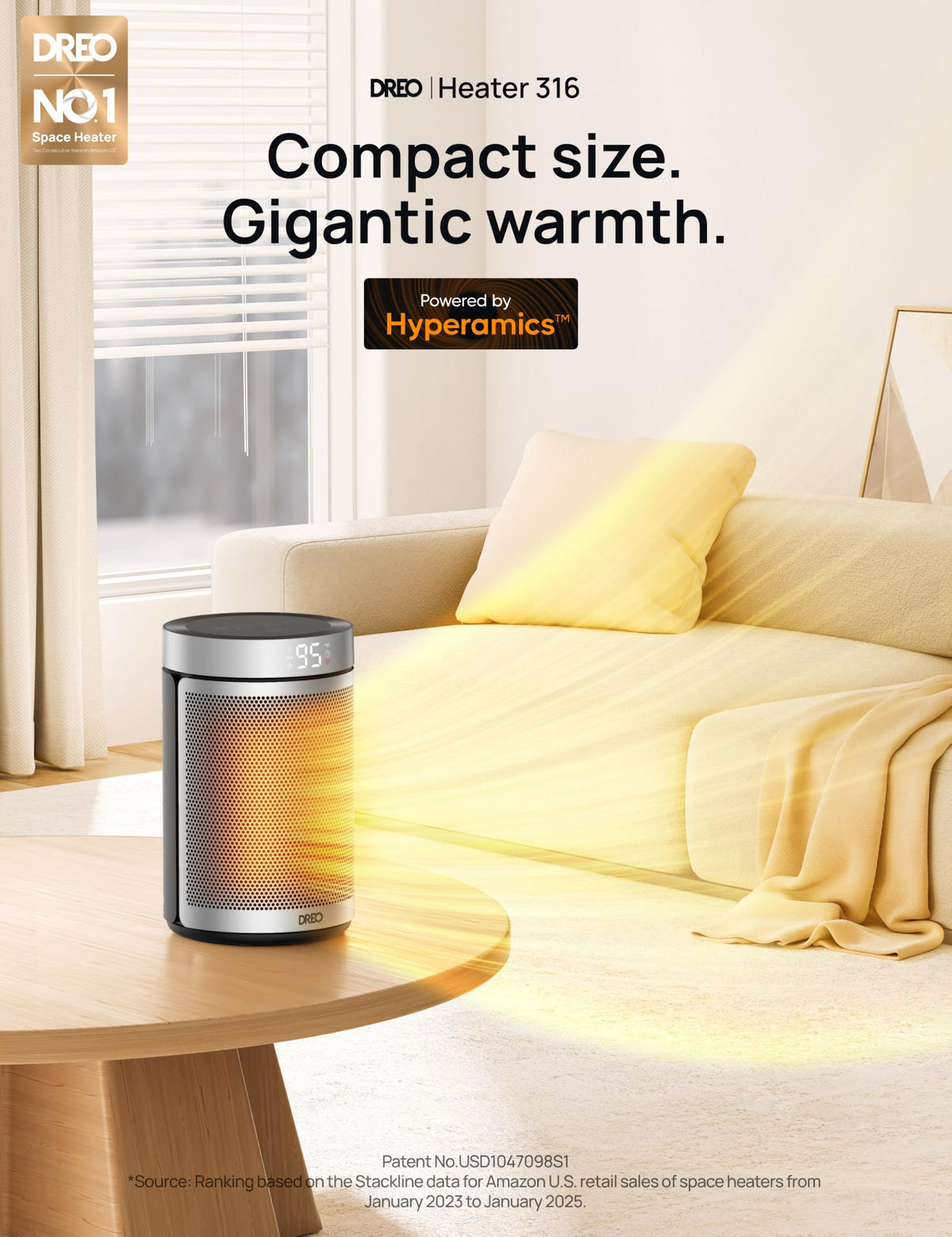 DREO Space Heater, Portable Electric Heaters for Indoor Use with Thermostat