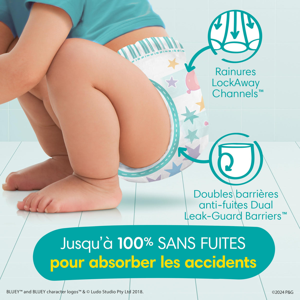 Easy Ups Girls & Boys Potty Training Pants, Size 5 (3T-4T), 124 Count, Bluey Absorbent Pull Up Training Underwear, Up to 100% Leakproof Day and Night, Hypoallergenic