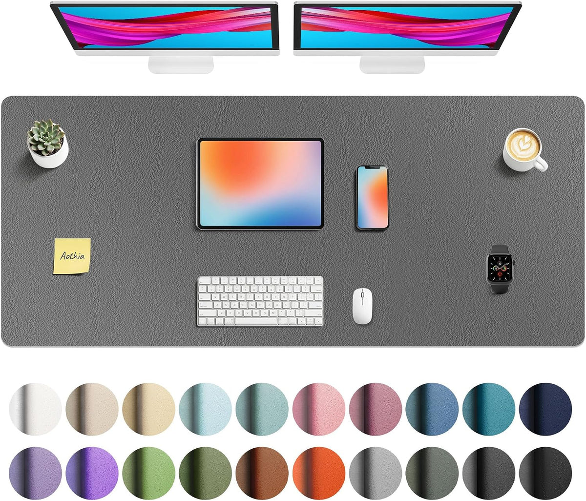 Aothia Non-Slip Waterproof PU Leather Desk Pad Protector for Mouse, Writing Desk, Office, Home, Laptop Blotter, 23.6" x 13.7", Black Father Jim Norris notebooks