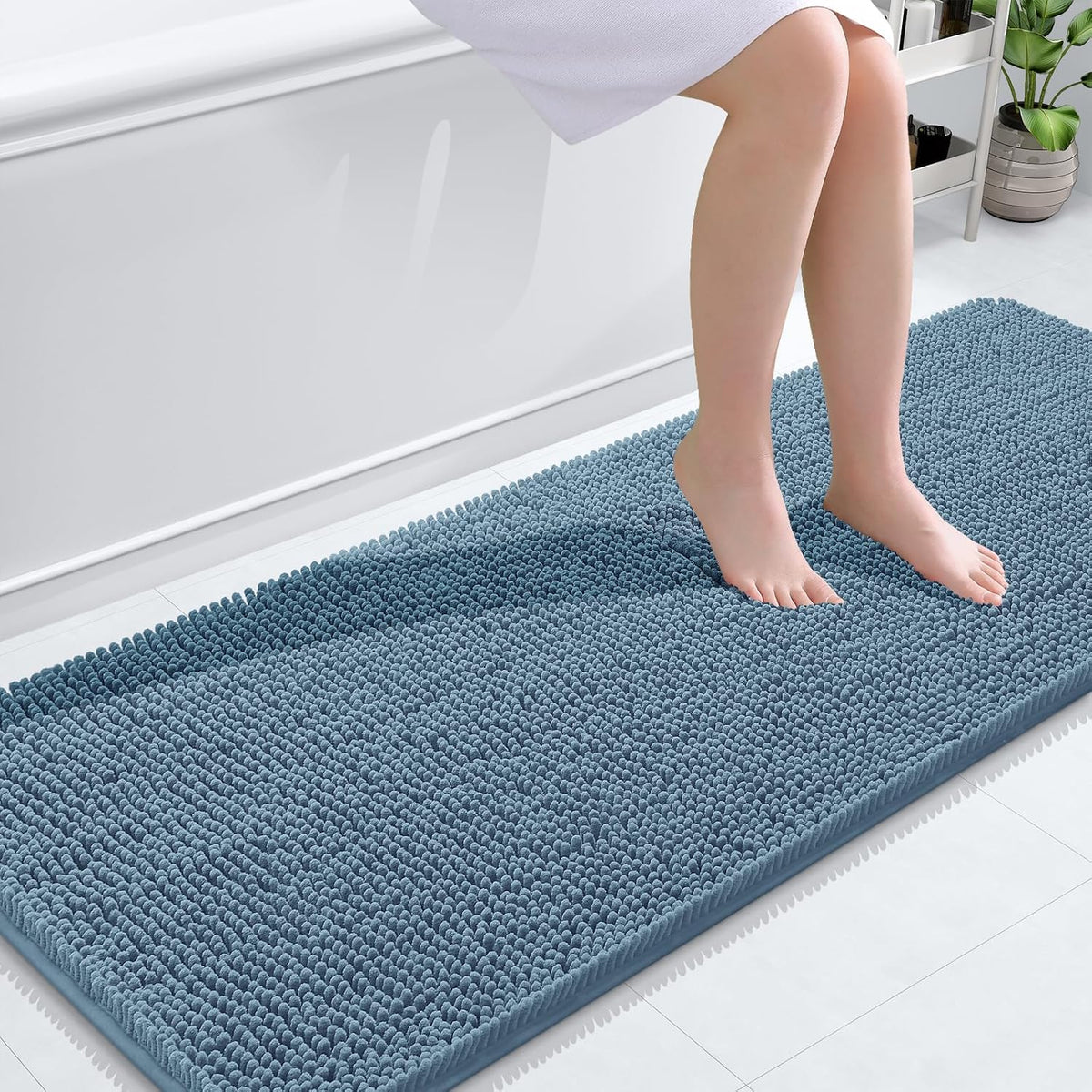 OLANLY Toilet Rugs U-Shaped 20x20,, Soft Absorbent Chenille Contour Rugs