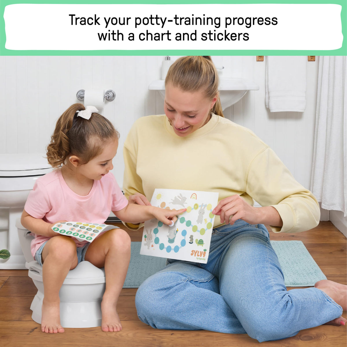 Ingenuity My Size Potty Training Toilet Kit with Sylvi Potty Training Book, Makes Learning