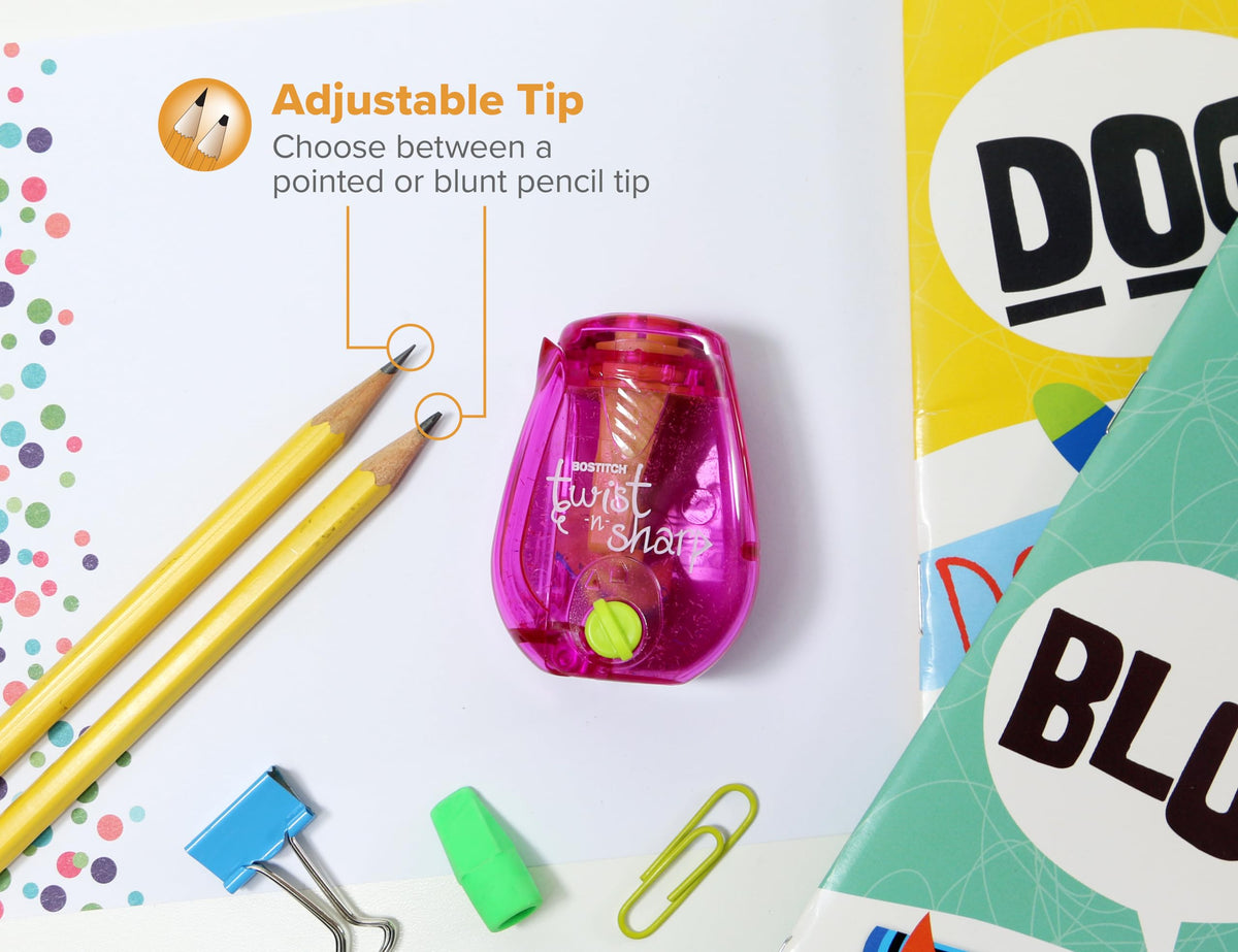 Bostitch Office Pencil Sharpener, Manual, One Assorted Color, Twist-n-Sharp, Kids, Boys, Girls, Colored Pencils, 1 Pack Father Jim Norris notebooks