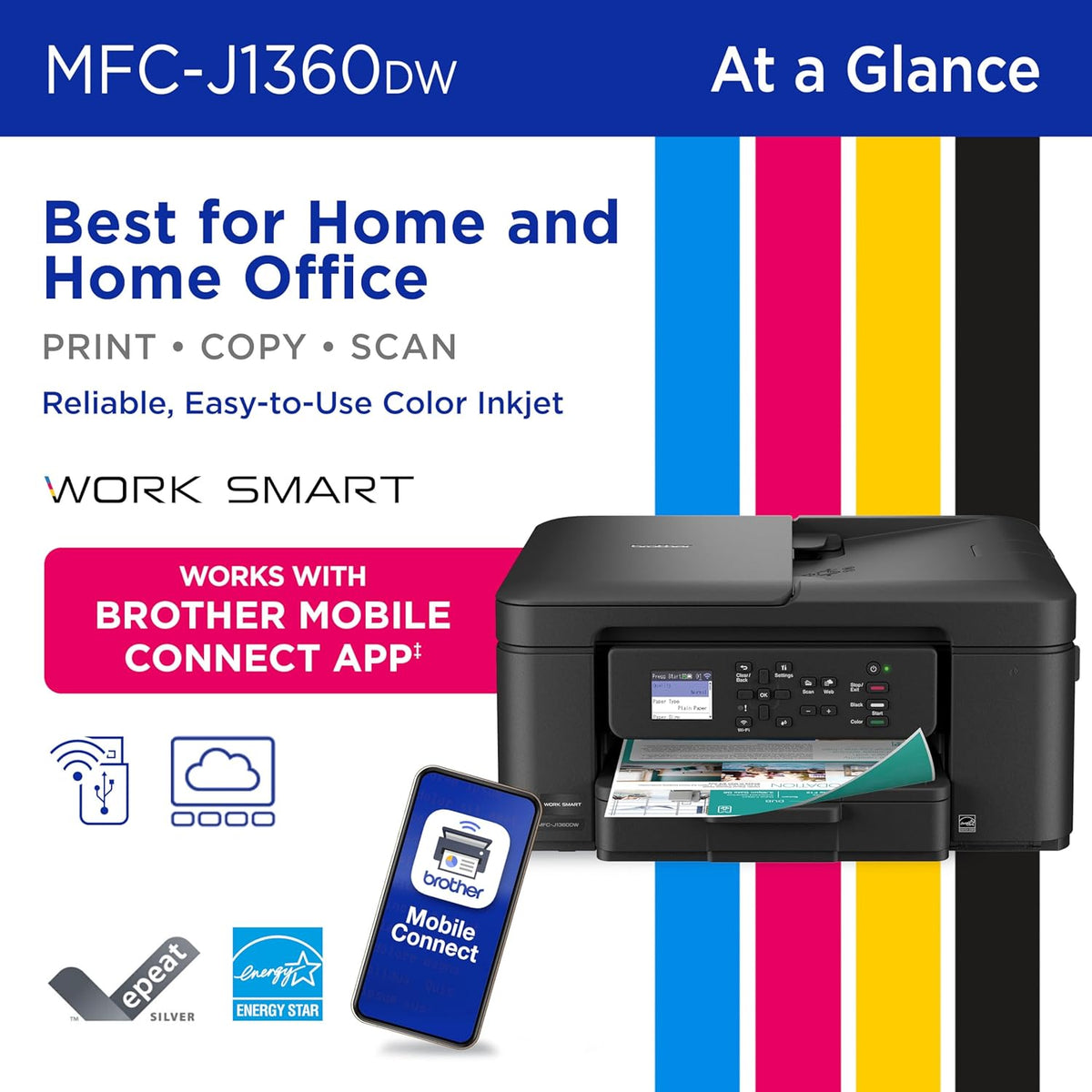 Brother Work Smart 1360 Wireless Color Inkjet All-in-One Print, Scan, Copy Father Jim Norris notebooks