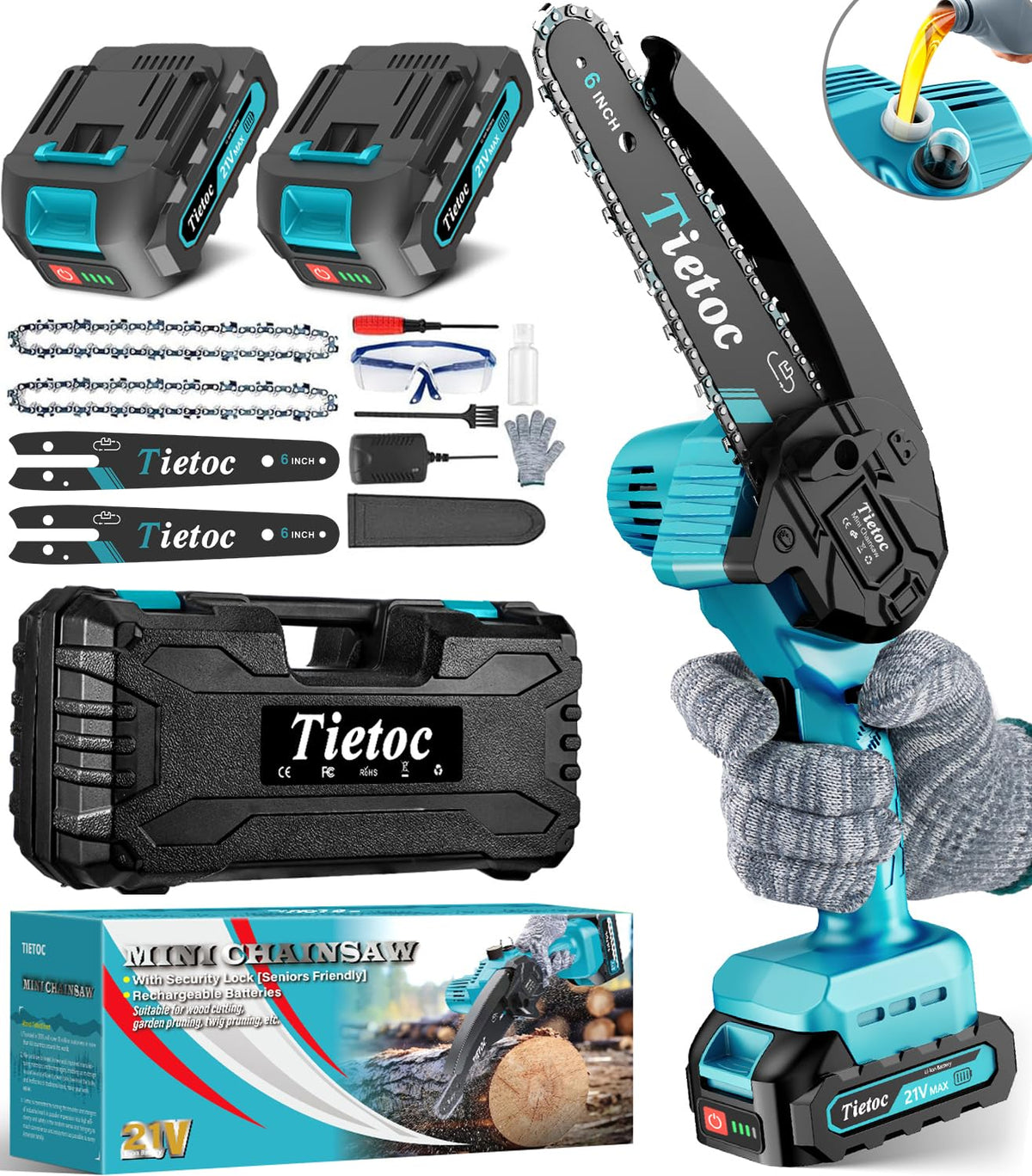 TIETOC 2-in-1 Brushless Pole Saw for Tree Trimming – 8" Mini Electric Chainsaw with 2×4000mAh Batteries, Auto Oiling, Tool-Free Adjustment,Cordless Battery Powered Saw for Home Garden Branch Cutting Father Jim Norris notebooks