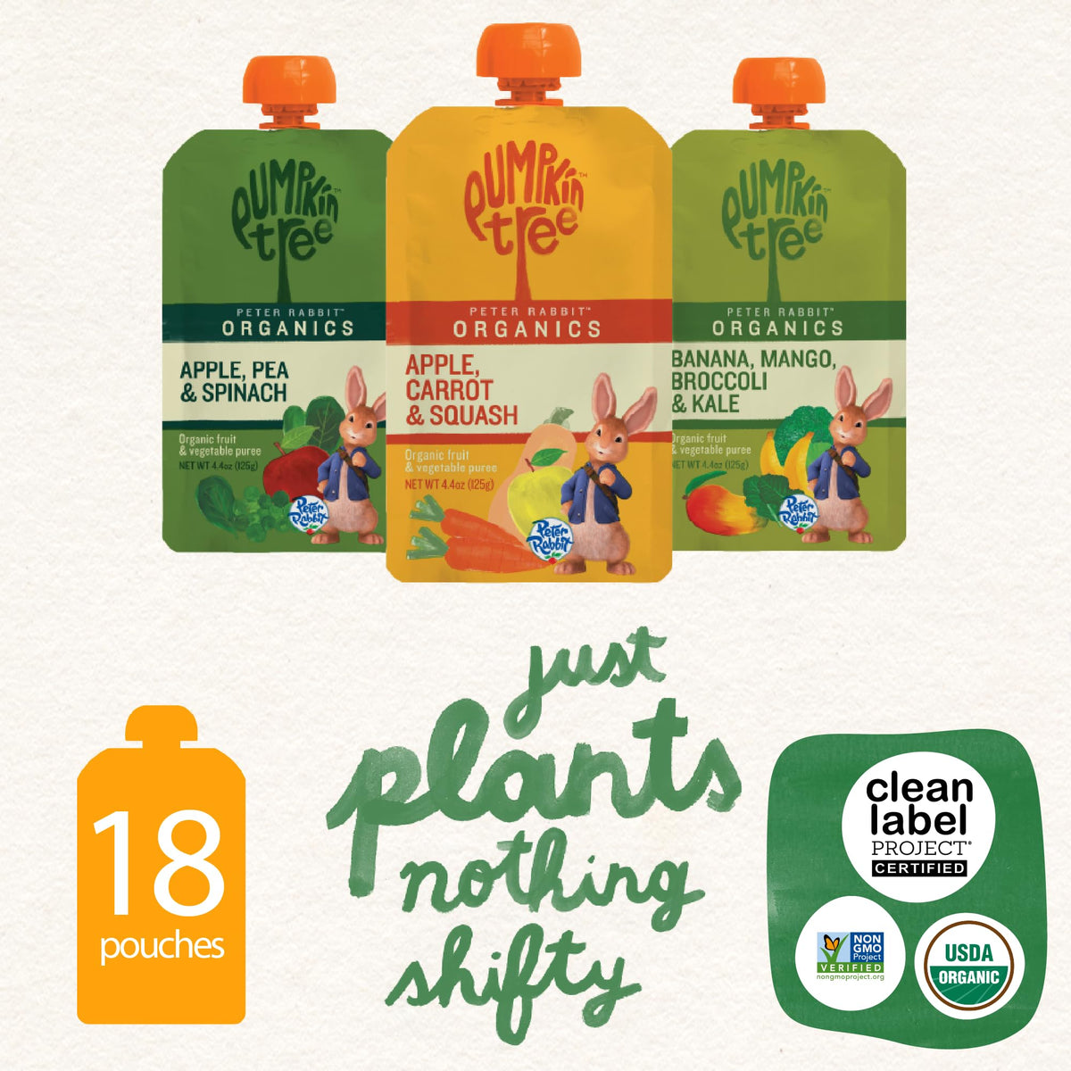 Pumpkin Tree Peter Rabbit Organics Strawberry and Banana Pure Fruit Snack, 4 Ounce (Pack of 10)