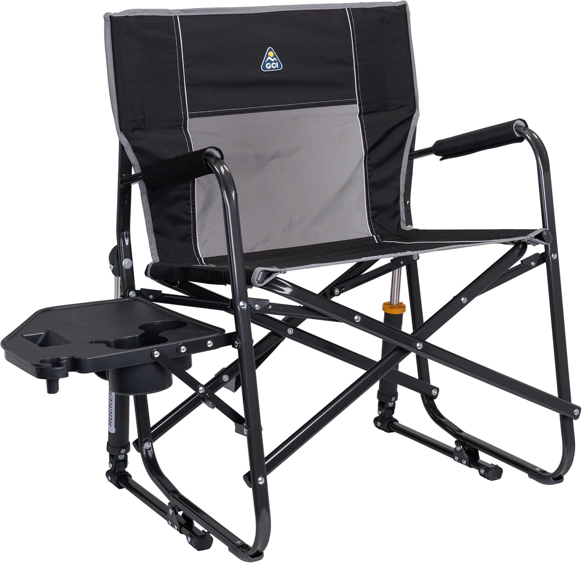 GCI Outdoor Freestyle Rocker XL with Side Table Camping Chair | Portable Folding Rocking Chair with Solid, Durable Armrests, Drink Holder & Comfortable Backrest — Black Father Jim Norris notebooks