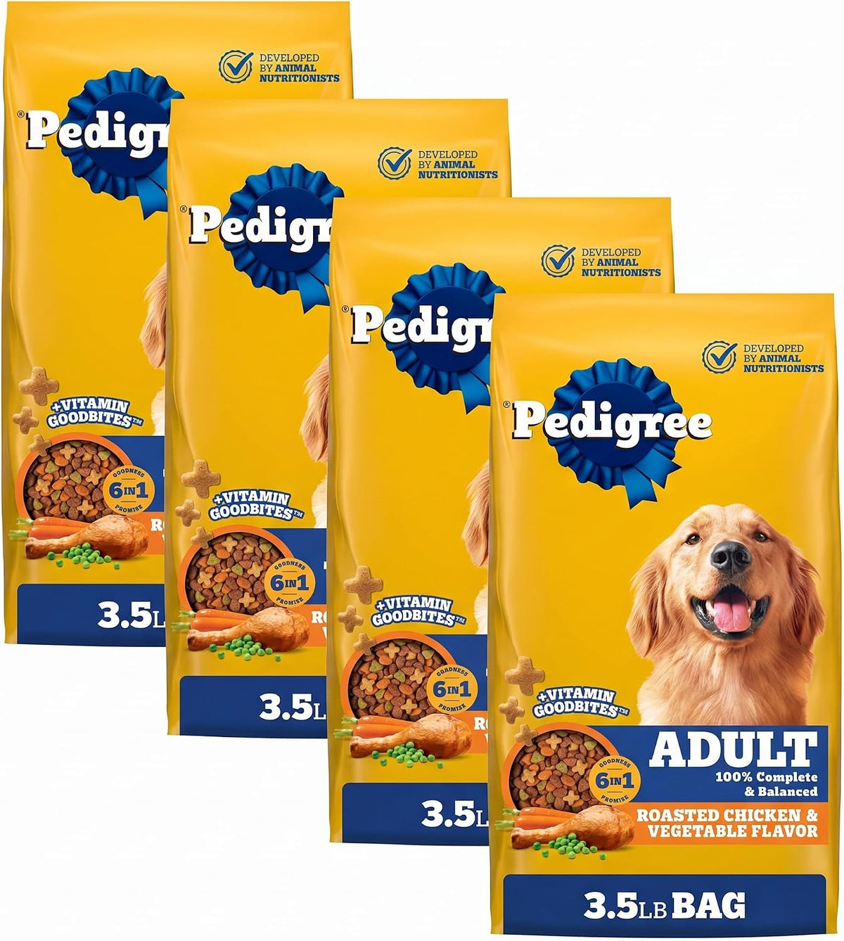 Pedigree Adult Complete Nutrition Dry Dog Food, Steak & Vegetable, 18 lb