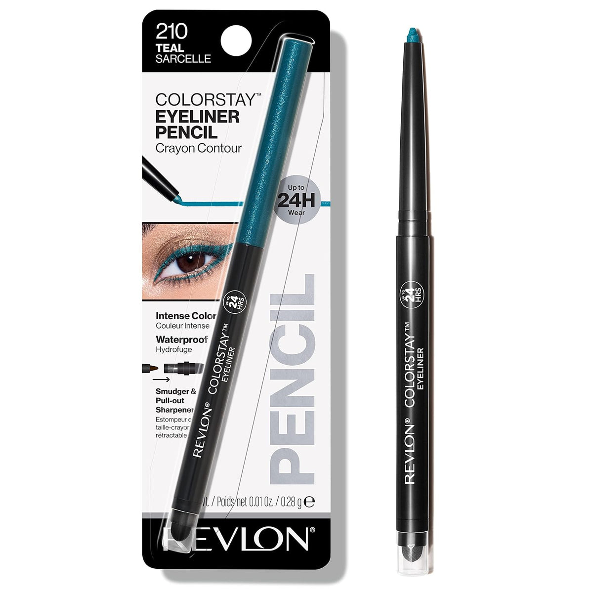 REVLON ColorStay Pencil Waterproof Eyeliner, 204 Charcoal, 0.01 oz