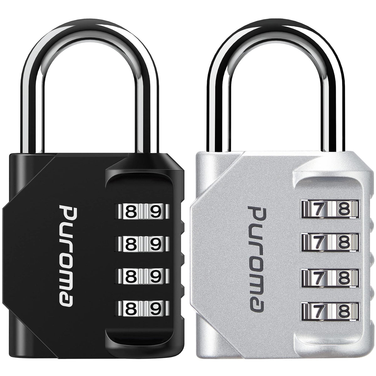 Puroma 2 Pack Combination Lock Locker 4 Digits Combo Padlock Gym Black
