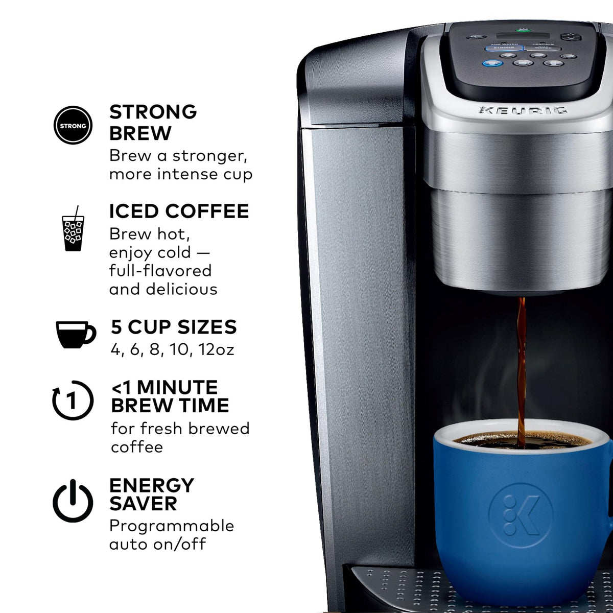 Keurig K-Elite Single Serve K-Cup Pod Coffee Maker, Brushed Slate