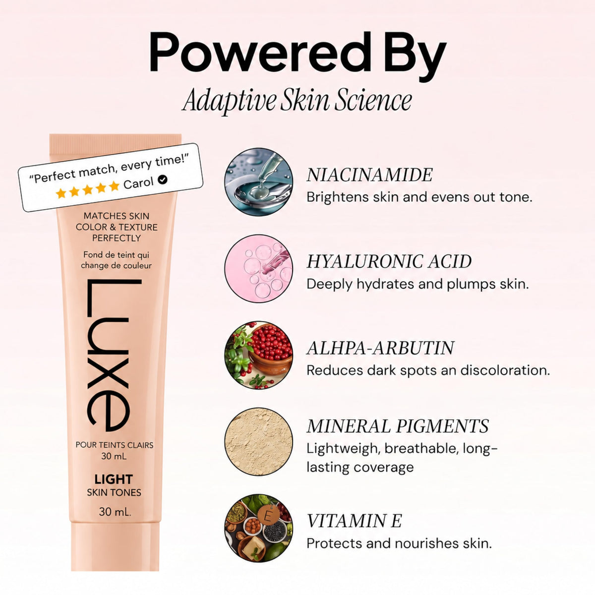 Luxe Color Changing Foundation, Korean Foundation for Mature Skin, Medium