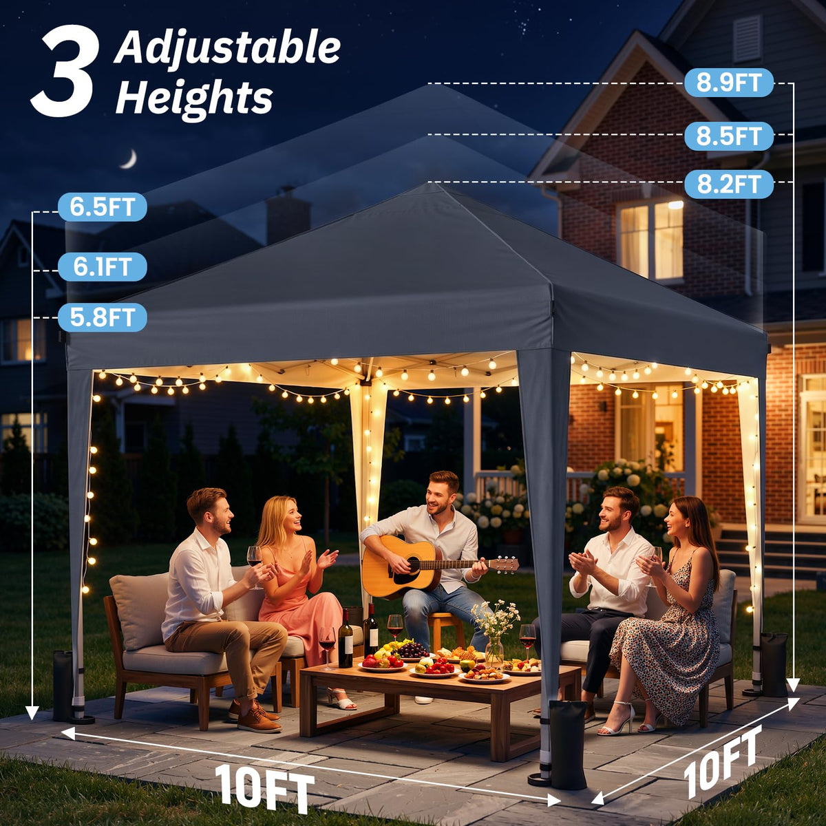 10x10 Pop Up Canopy Tent with One-Push Center Lock,Dark Gray Father Jim Norris notebooks