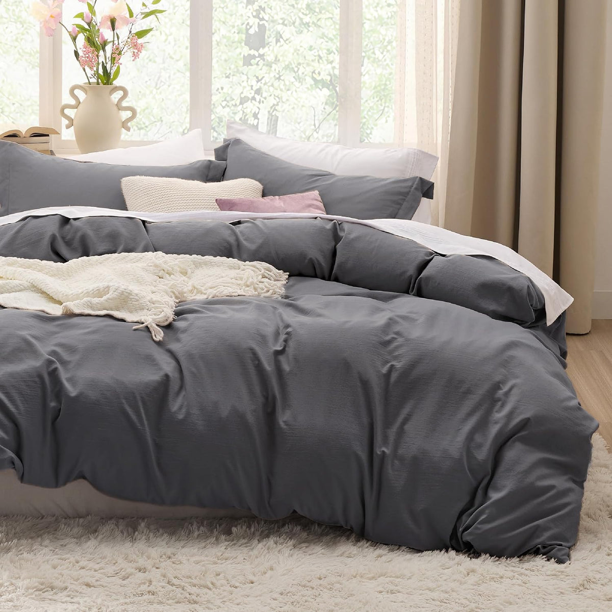 Bedsure Skipper Blue Duvet Cover Queen Size - 3 Pieces Prewashed Cotton-Like Polyester Extra Soft Bedding Set, Includes 1 Duvet Cover 90x90 Inches with Zipper Closure & 2 Pillow Shams, No Comforter