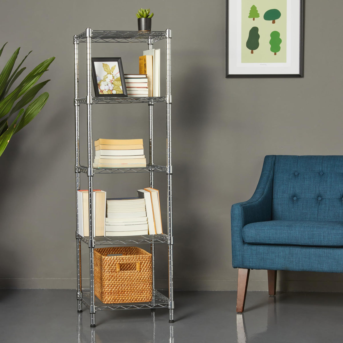 Amazon Basics 5-Shelf Adjustable Heavy Duty Steel Wire Storage Shelves for Garage